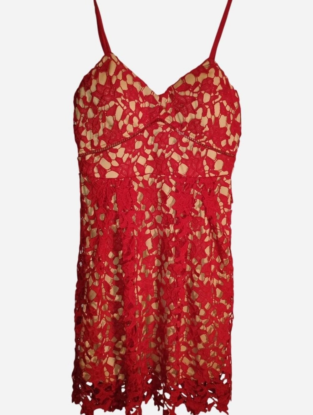 Verty Red Floral Lace Mini Dress NWT - Size Small - Sweetheart Neck
